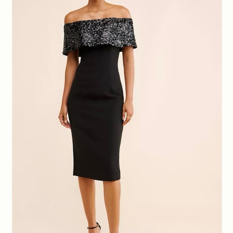 Sachin & Babi Naira Sequins Midi Dress Black Size 6
